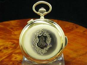 Thumbnail von 14kt 585 Gold Savonette Taschenuhr Chronograph Viertel-repetition </h1>