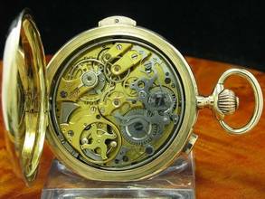 Thumbnail von 14kt 585 Gold Savonette Taschenuhr Chronograph Viertel-repetition </h1>