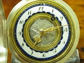 Thumbnail von 925 Silber Open Face Spindeltaschenuhr Schlüsselaufzug / Durchmesser 52,6 Mm </h1>