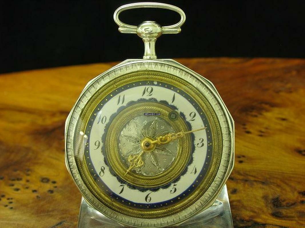 925 Silber Open Face Spindeltaschenuhr Schlüsselaufzug / Durchmesser 52,6 Mm </h1>