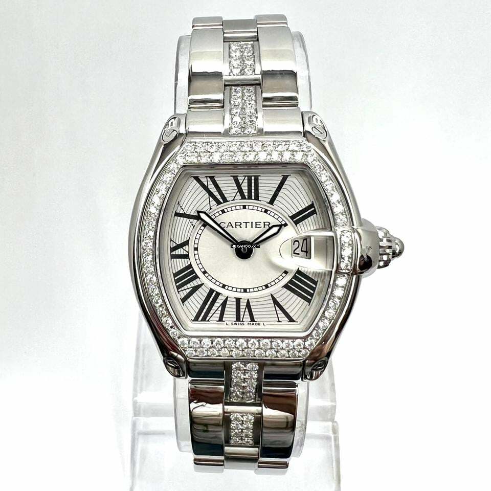 Cartier Roadster Quartz 31mm Steel 1.43TCW Diamond Watch </h1>