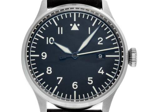  Laco Fliegeruhr Stuttgart Pro Stahl Automatik Armband Leder 43mm Ref.862141_686 Box&Pap. Full Set Neu 