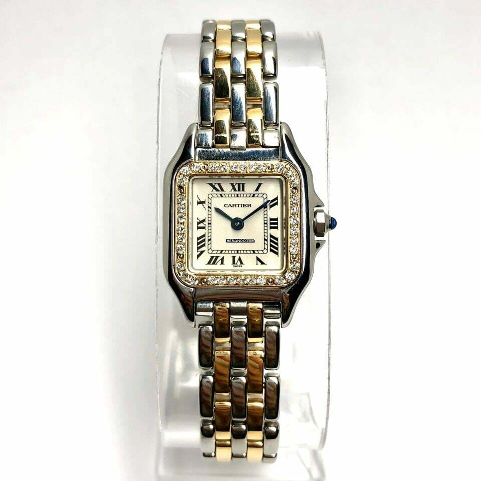 Cartier Panthère Quartz 23mm 2 Row Gold 0.33TCW Diamond Watch </h1>