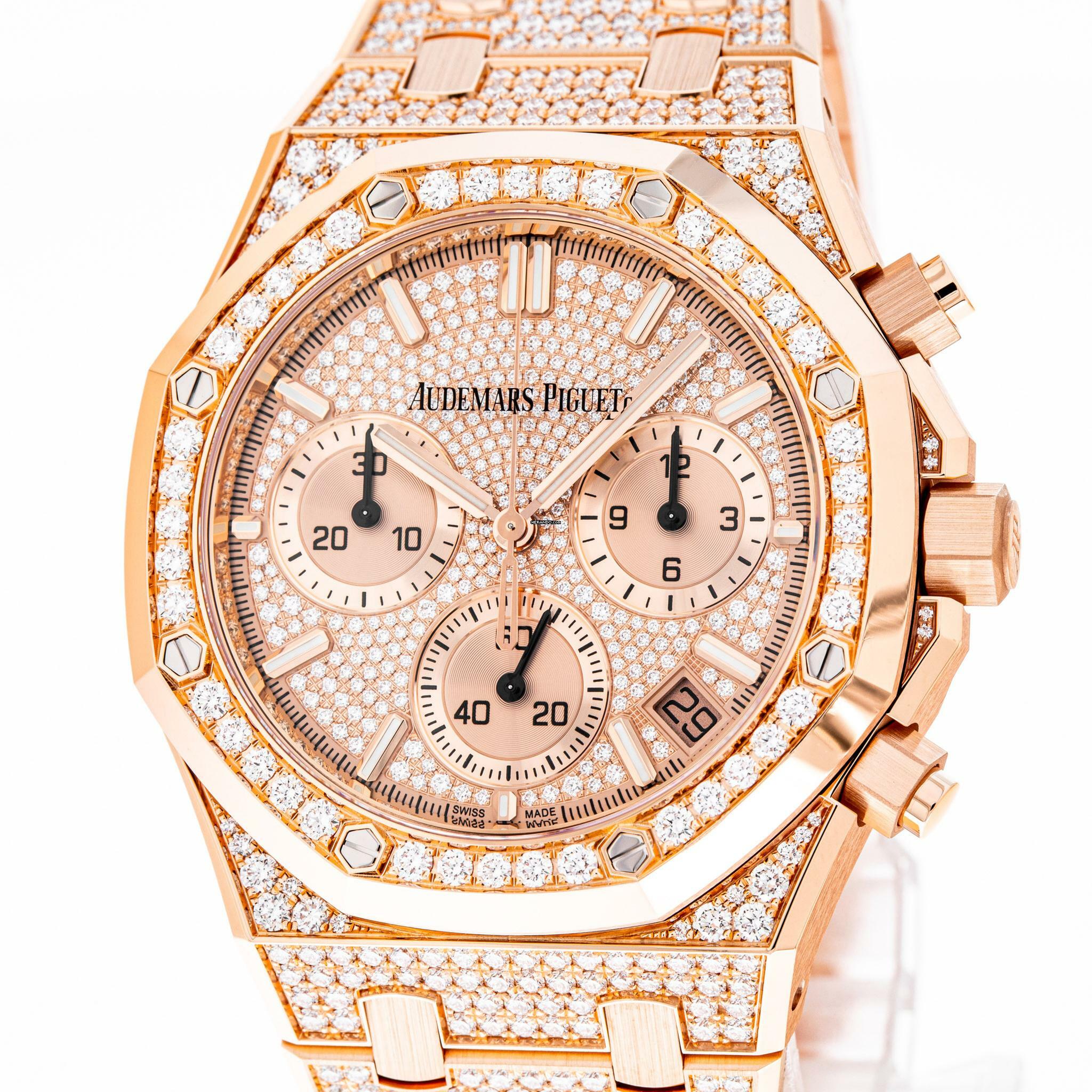 Audemars Piguet Royal Oak Chronograph 41 Chronograph Rose Gold ORIGINAL ICED OUT Diamonds 50th Anniversary 26242OR