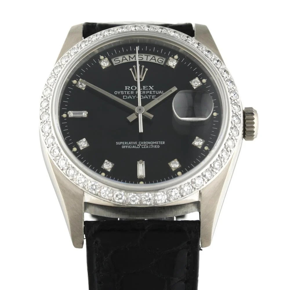 Rolex Day-Date 36 Black Factory Diamonds Ref.18049 </h1>