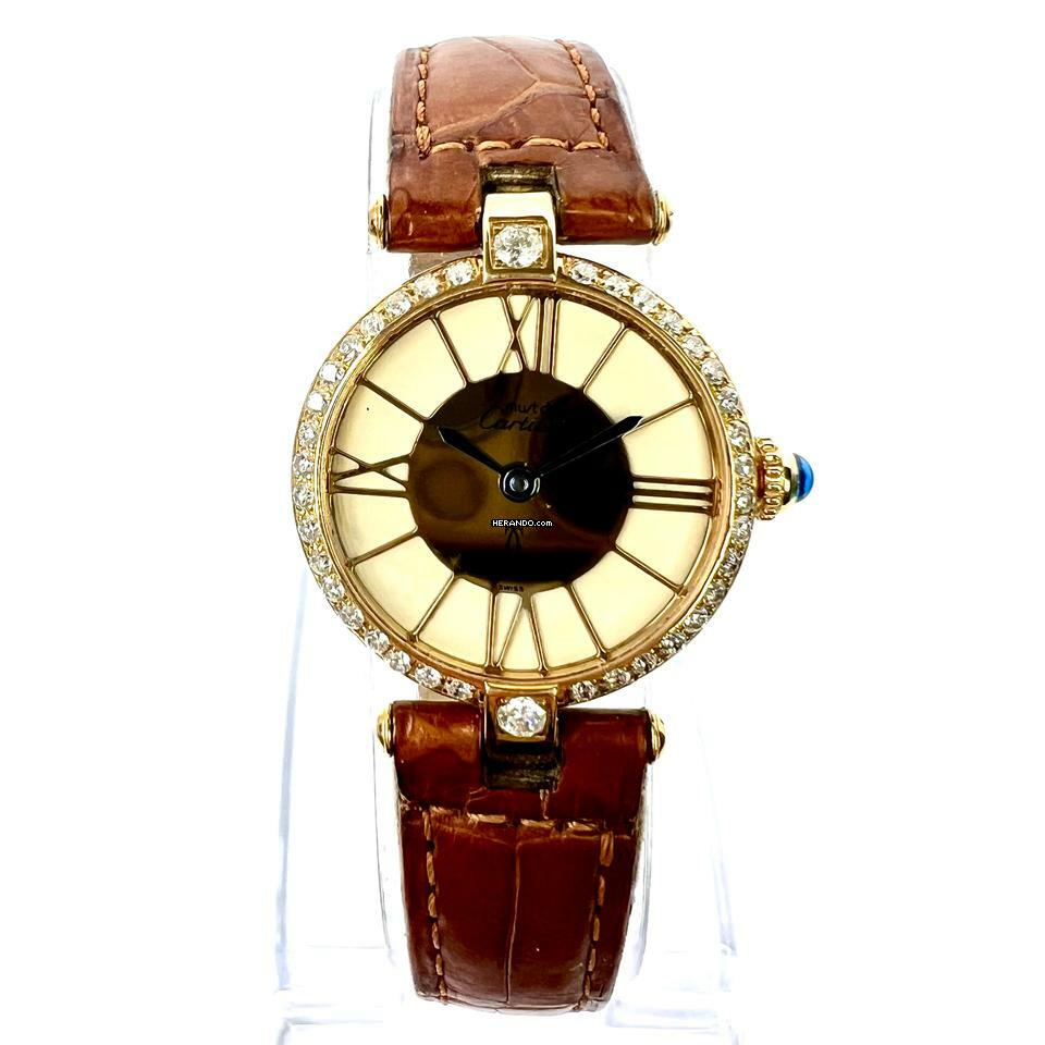 Cartier VERMEIL 24mm Quartz GP Argent 0.68TCW Diamond Watch </h1>
