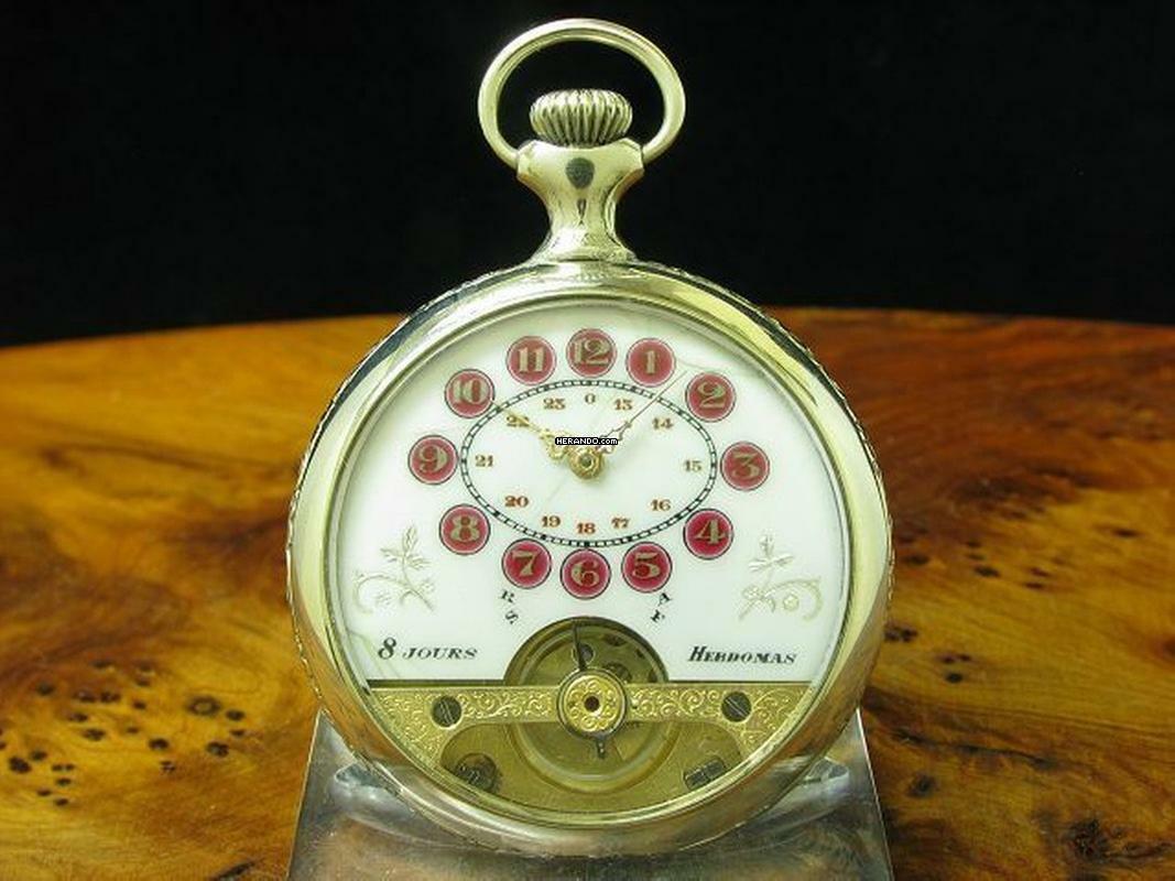 Hebdomas 8 Jours Neusilber Open Face Taschenuhr / Durchmesser 50,0 Mm </h1>