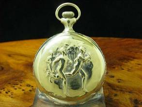 Thumbnail von Hebdomas 8 Jours Neusilber Open Face Taschenuhr / Durchmesser 50,0 Mm </h1>