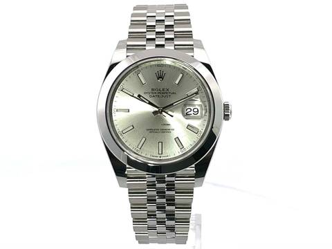  Rolex Datejust 41 Ref. 126300 Edelstahl Silber Index Jubile-Band  