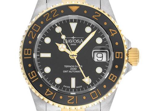  Davosa Ternos Automatic GMT Stahl PVD Gold Keramik Automatik Armband Stahl PVD Gold 40mm Ref.161.591.05 Box&Pap. Full Set Neu 
