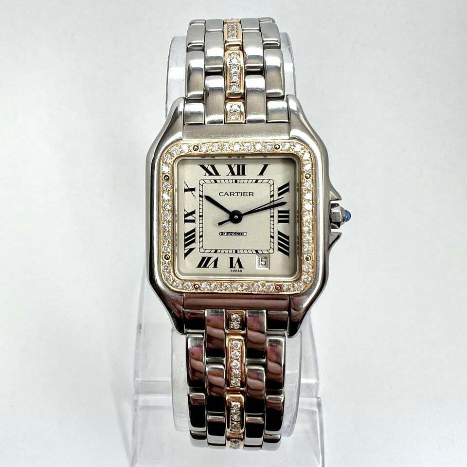 Cartier Panthère Quartz 27mm 1 Row Gold 0.78TCW Diamond Watch </h1>
