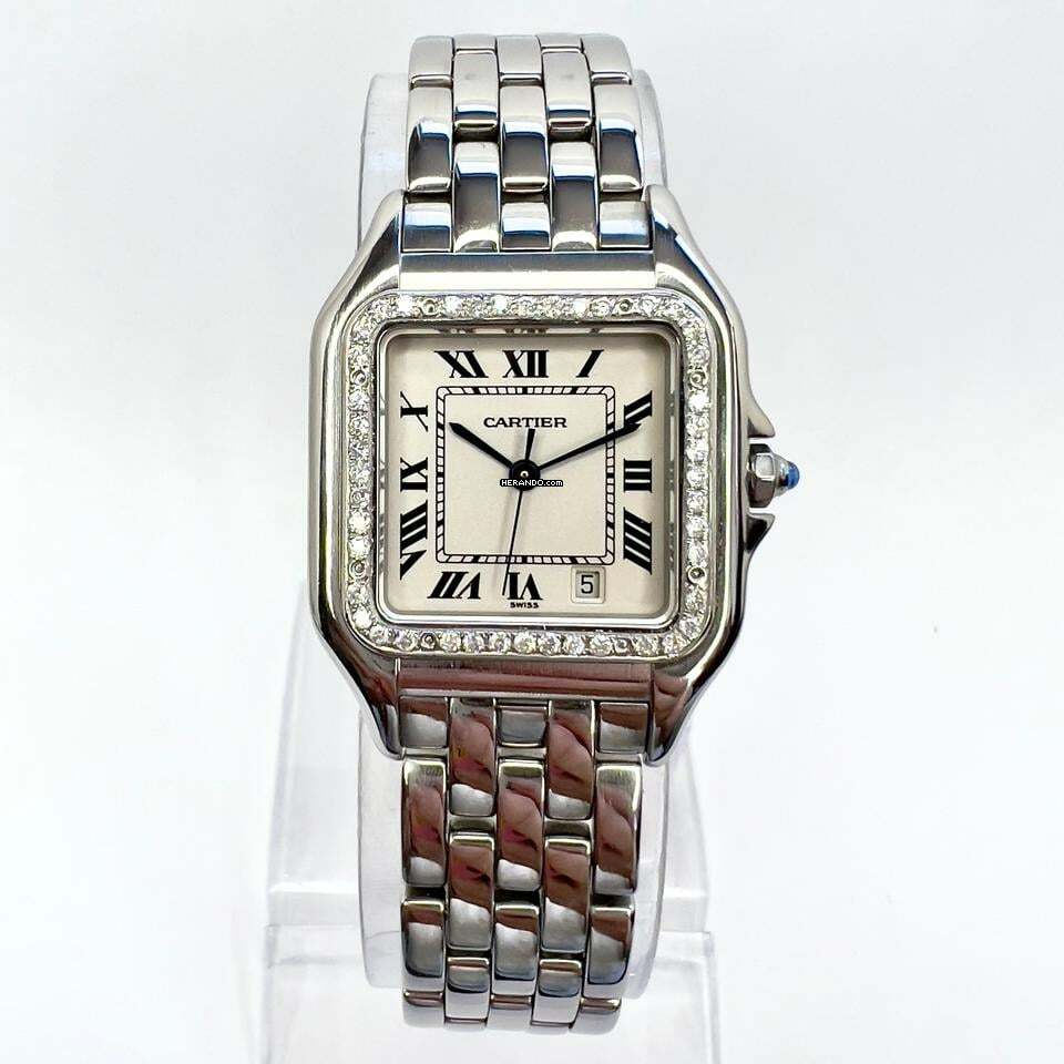 Cartier Panthère 27mm Steel Watch 0.48TCW Diamond Watch </h1>