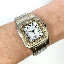Thumbnail von Cartier Santos Galbée 29mm Quartz 2 Tone 0.85TCW Diamond Watch </h1>