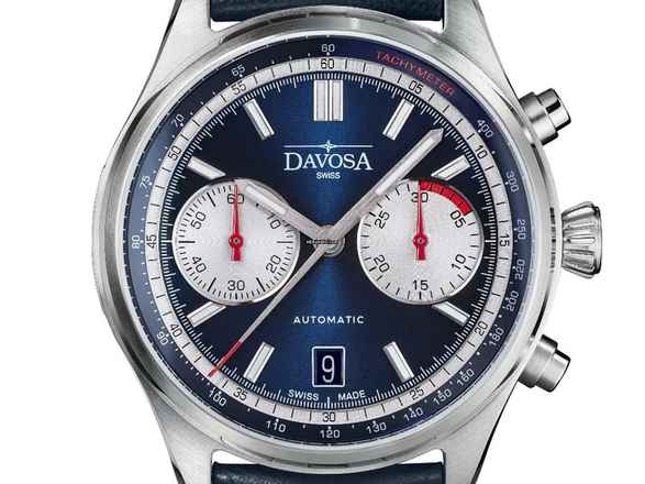  Davosa Newton Pilot Rally Chronograph Stahl Automatik Armband Leder limitiert Ref.161.536.45 Full Set Neu 