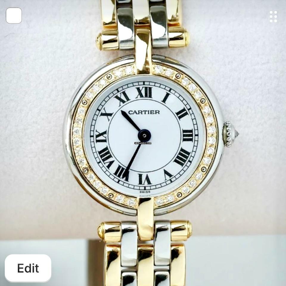 Cartier Panthère VENDOME 24mm Quartz 3 Row Gold 0.30TCW Diamond Watch </h1>