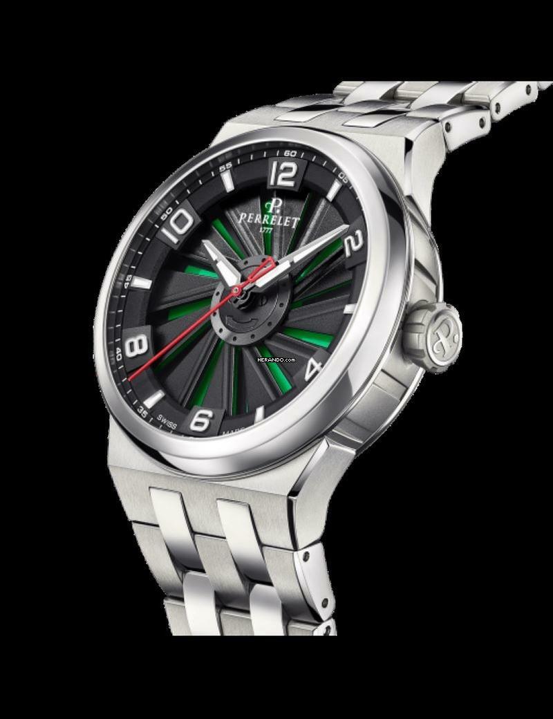 Perrelet Turbine Titanium 41 Green optional in red blue and black Steel bracelet