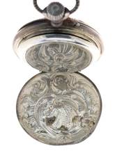 Thumbnail von Swiss Mans Pocket Watch open face Silver – Case all over decorated Silver – Cuvette </h1>