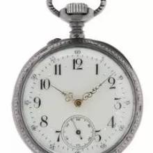 Thumbnail von Swiss Mans Pocket Watch open face Silver – Case all over decorated Silver – Cuvette </h1>