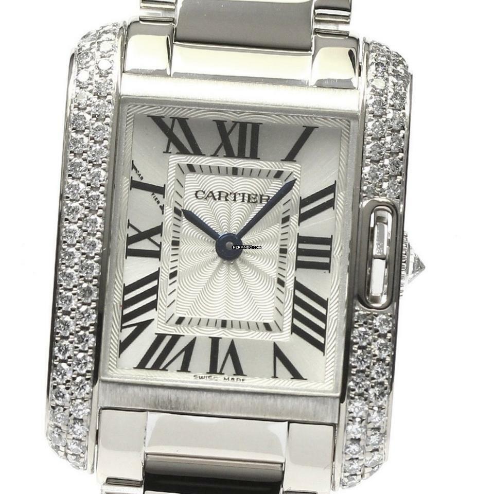 Cartier Tank Anglaise Quartz 23mm Steel ~1+TCW DIAMOND Watch </h1>