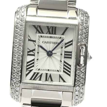  Cartier Tank Anglaise Quartz 23mm Steel ~1+TCW DIAMOND Watch </h1> 