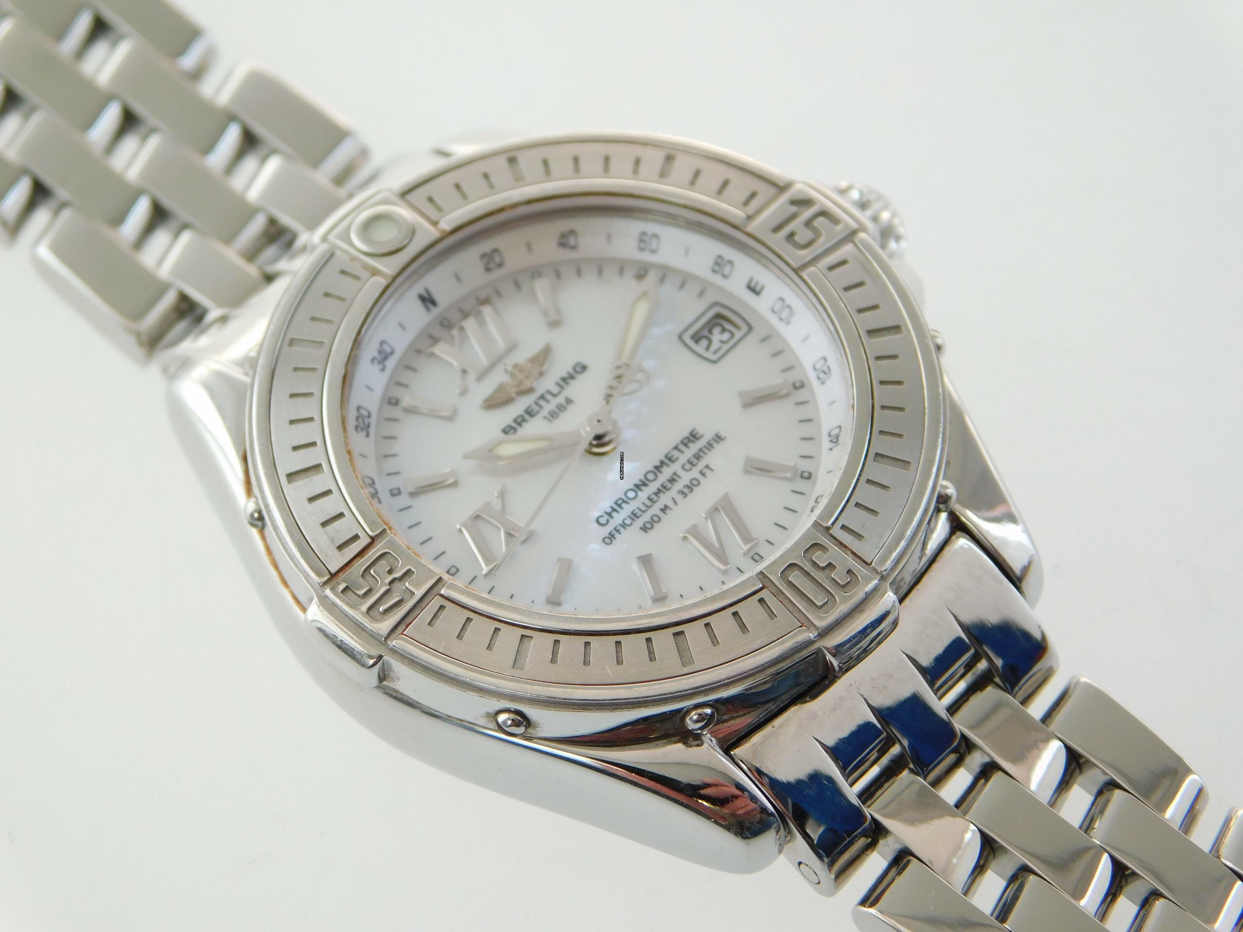 Breitling Cockpit Lady B-Class / Cockpit Lady mit Perlmuttzifferblatt und Pilotband im Top Zustand </h1>