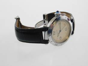 Thumbnail von Cartier Pasha Automatik 38 mm Herrenuhr mit Lederband im Top Zustand mit original Faltschließe </h1>