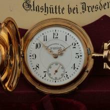 Thumbnail von Glashütter Uhrenfabrik Union Glashütte in Sachsen Louis XV Savonette 18k Gold exzellente Qualität sehr schöner Zustand 1910