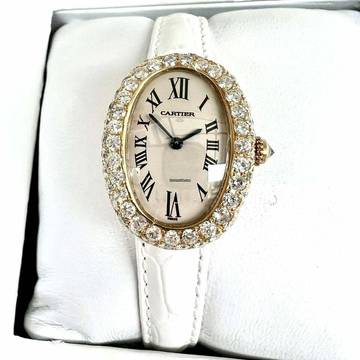 Cartier Baignoire Quartz 18K Yellow Gold 23mm 3.2TCW Diamond Watch </h1> 