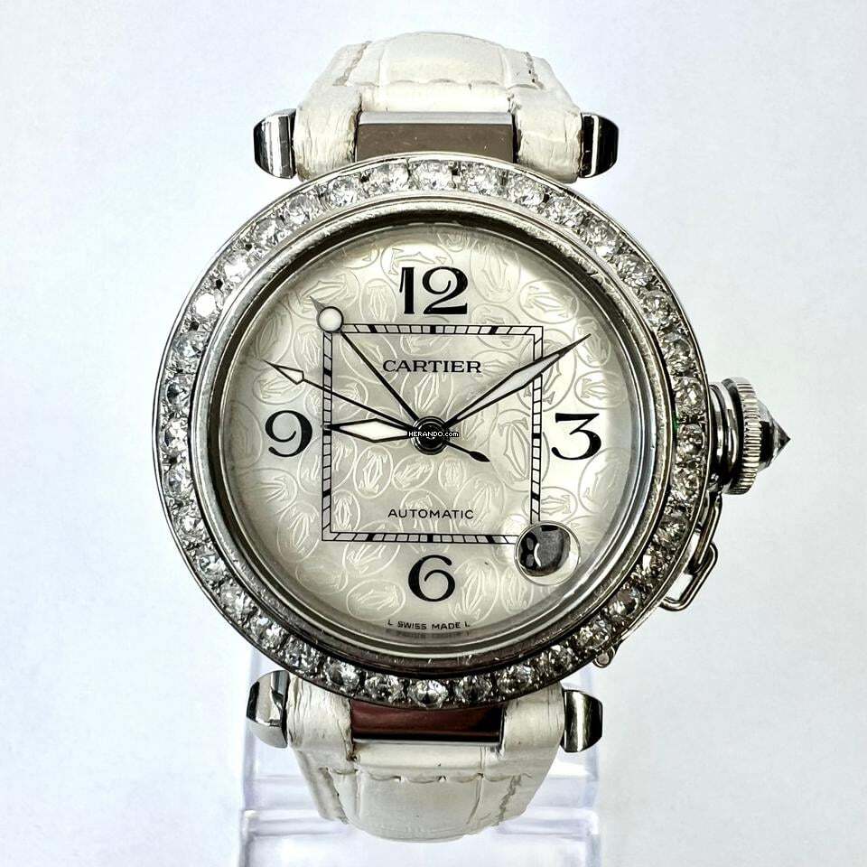 Cartier Pasha Automatic 35mm Steel 2.33TCW DIAMOND Watch </h1>