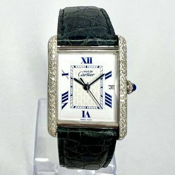  Cartier Tank 25mm Silver 0.80TCW Diamond Watch </h1> 