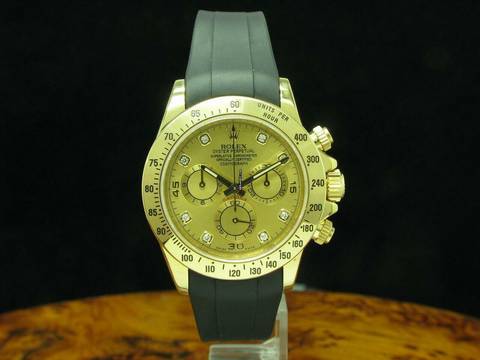  Rolex Daytona 18kt Gold Herrenuhr / Diamond Dial & Kautschuk Armband / Ref 11652 </h1> 