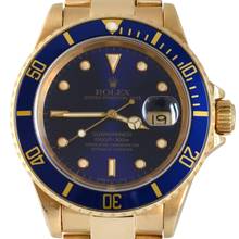 Thumbnail von Rolex Submariner Date 16618 blue tritium dial Full Set 1998’s </h1>