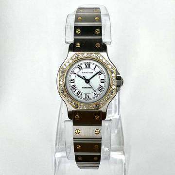  Cartier Santos OCTAGON Automatic 25mm 2 Tone 0.32TCW DIAMOND Watch  </h1> 