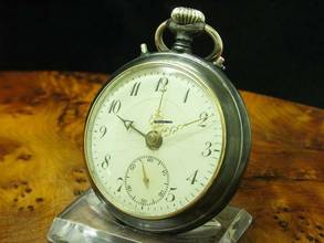 Thumbnail von Junghans Edelstahl Open Face Taschenuhr Wecker Weck-funktion Durchmesser 47 Mm </h1>