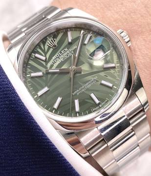  Rolex Datejust 36 36mm Steel Palm Leaf Dial Green Grün Automatic Automatik Full Set 126200 126200 