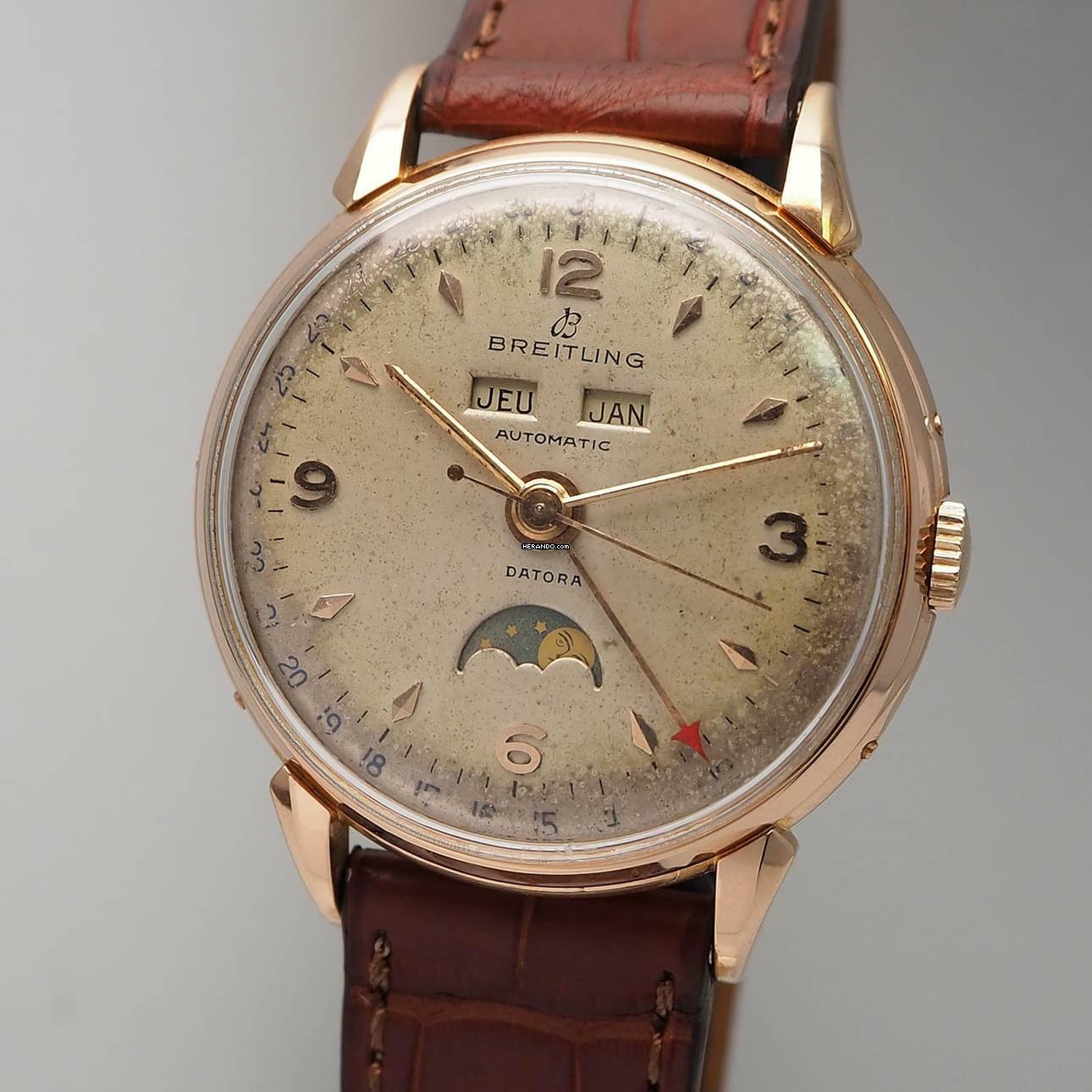 Breitling Triple Calendar Moon Vintage RoseGold 18k/750 Rare </h1>