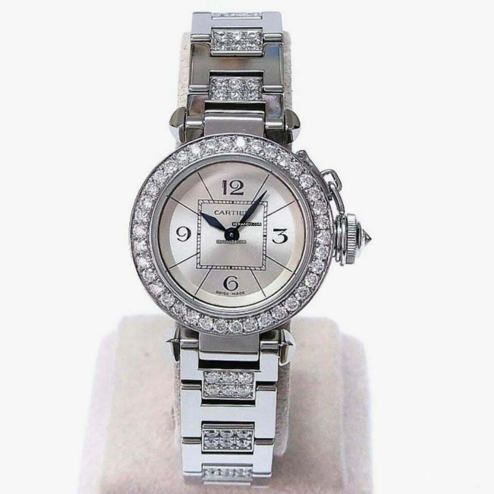 Cartier Pasha Quartz 27mm Steel DIAMOND Watch </h1>