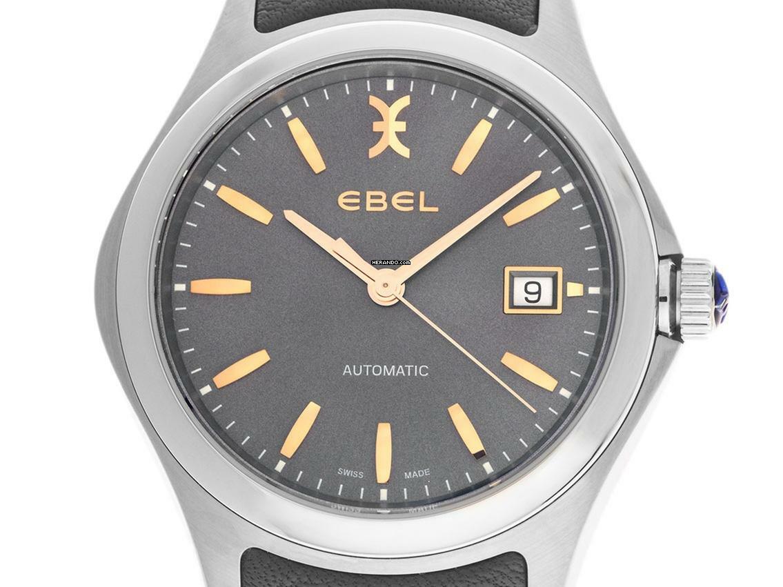 Ebel Classic Wave Stahl Automatik Armband Leder 40mm Ref.03.3.14.1041 Box&Pap. Full Set Ungetragen