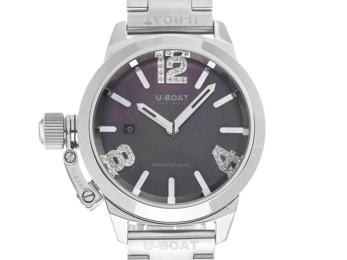 U-Boat Classico Lady Black Diamanten Perlmutt Ref.8899 Full Set Neu