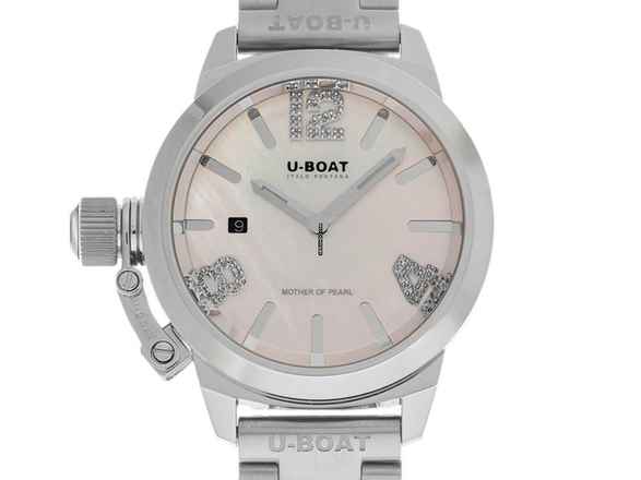  U-Boat Classico Lady Pink Stahl Diamanten Perlmutt Quarz Armband Stahl Ref.8898 Box&Pap. Full Set Neu 