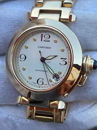  Cartier Pasha C 1035 Pasha C 18k/750 Gelbgold mit B & P aus Erstbesitz / Neuer Service  