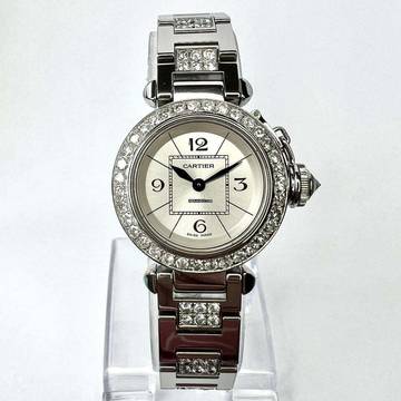  Cartier Pasha Quartz 26mm Steel 2.3TCW DIAMOND Watch </h1> 