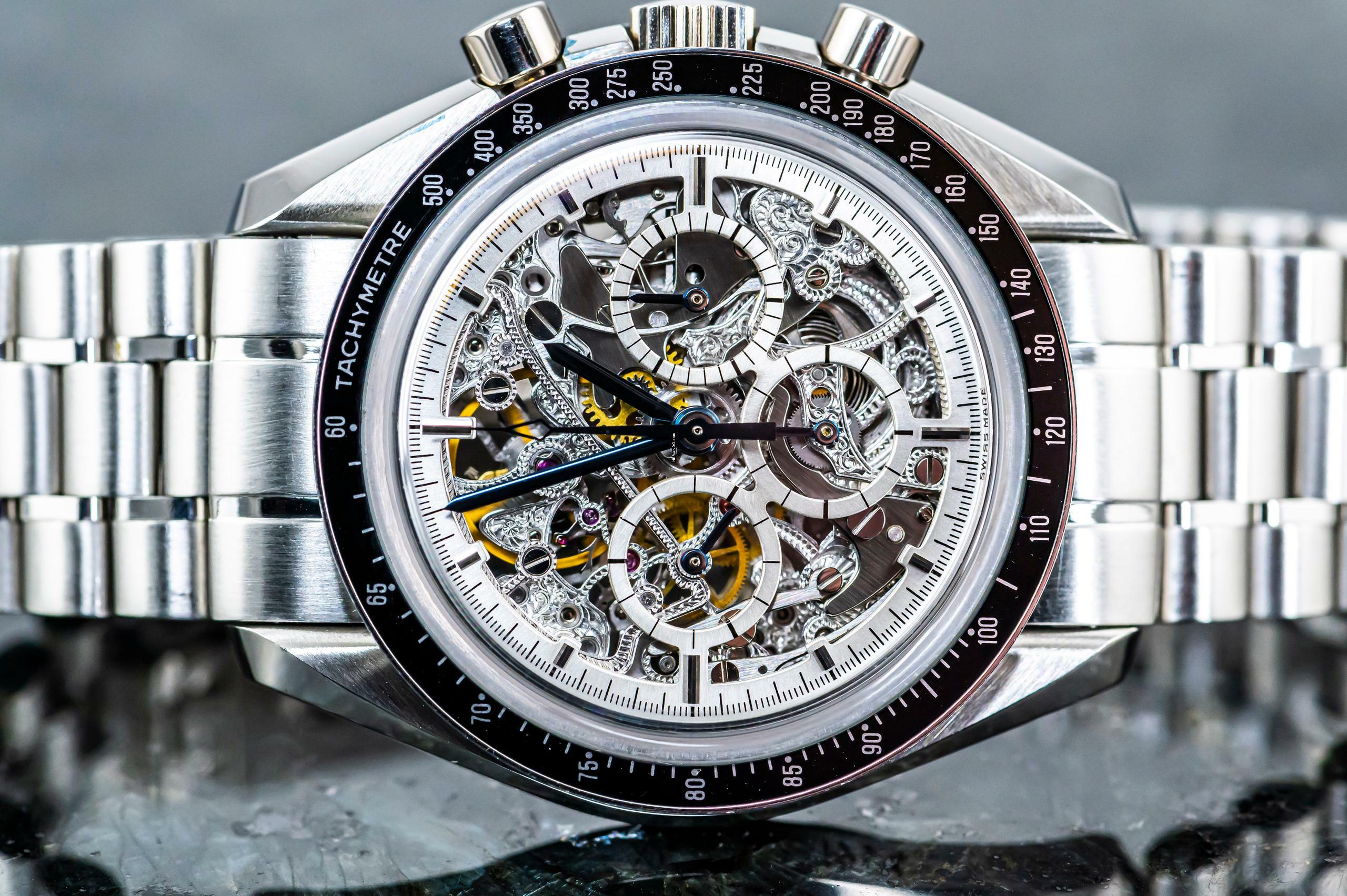 Omega Speedmaster limited SPEEDMASTER | Apollo XI 1969 to 94 | Platinum | skeletonized | Full Set