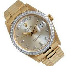 Thumbnail von Rolex Day-Date 36 18048 President Factory Silver diamonds dial Full Set 1980’s </h1>