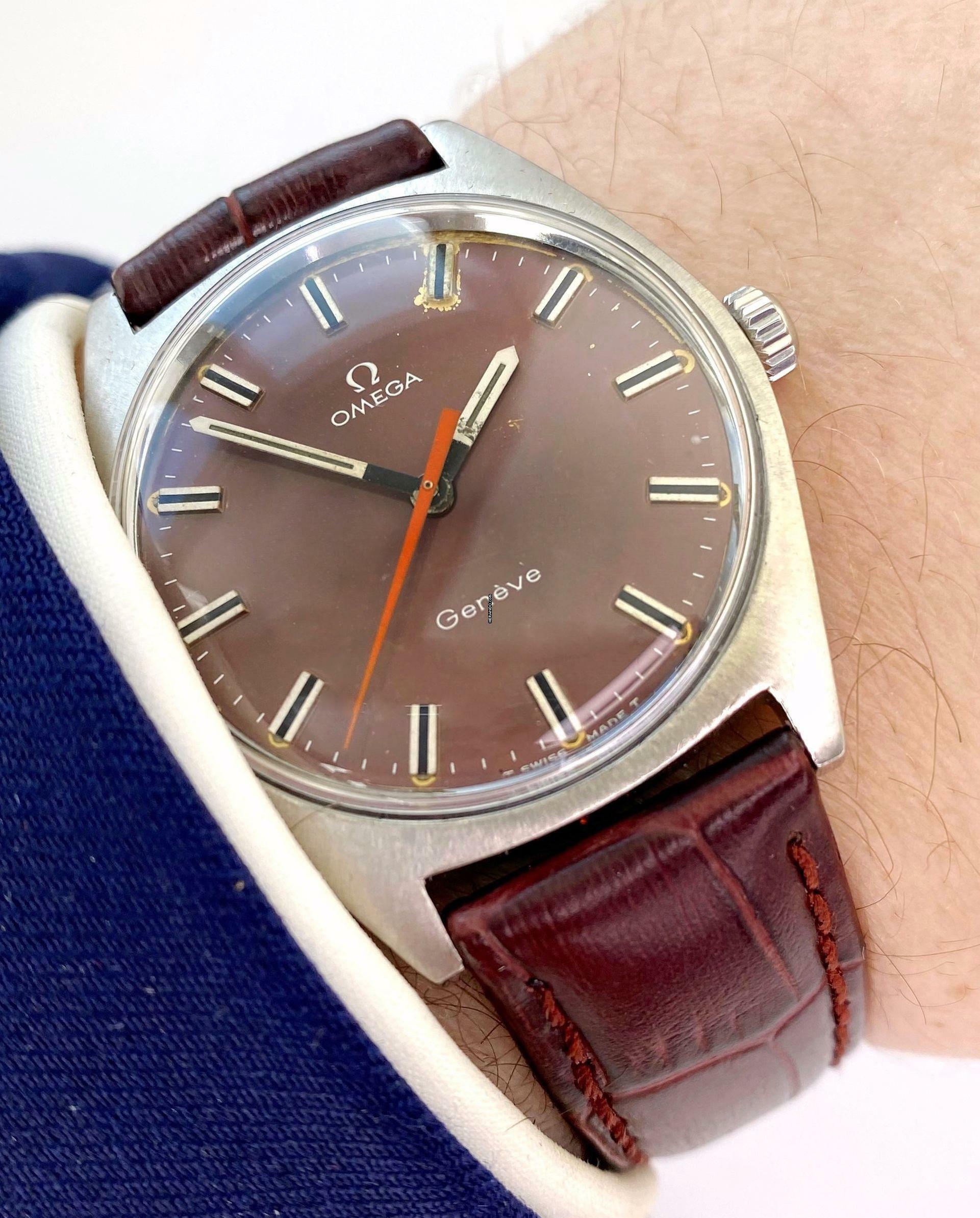 Omega Genève Vintage ref 135041 Purple Blue Dial Orange Hand 135041