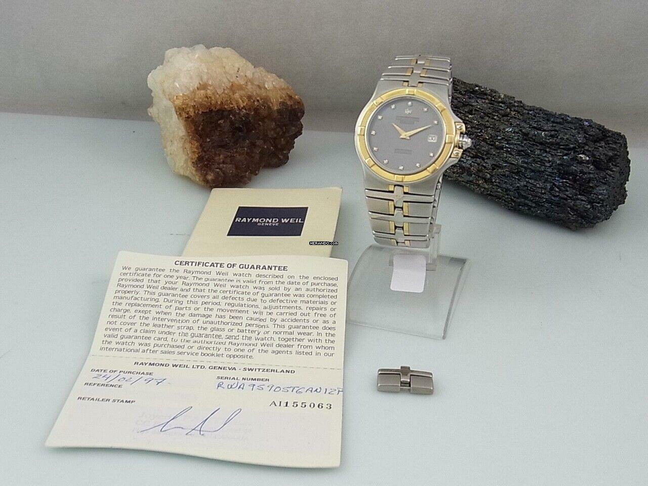 Raymond Weil Parsifal 9590 18k 750 Gold Herrenuhr Ø 35 Mm Diamant-indizes Datum </h1>