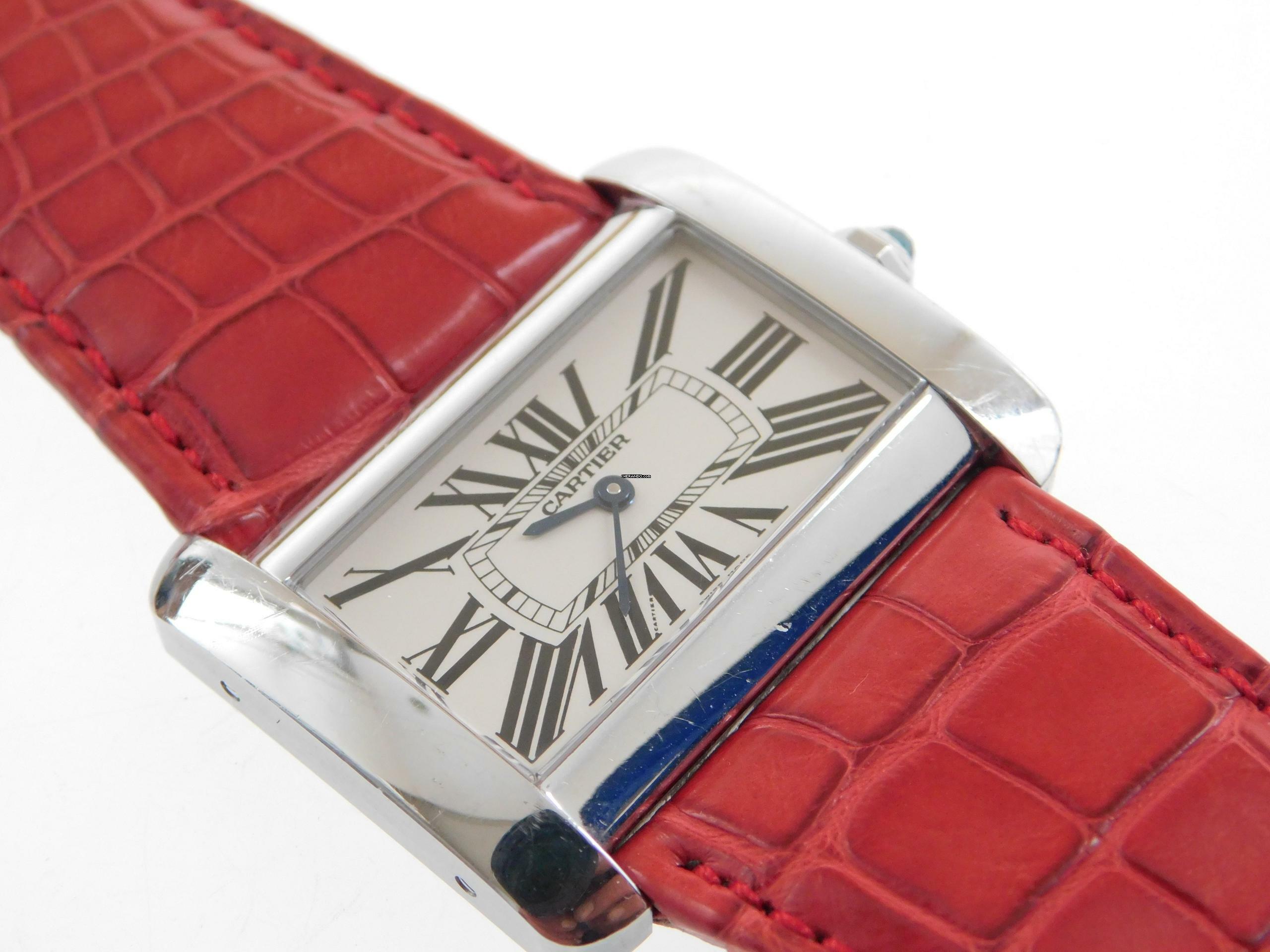 Cartier Tank Divan XL Edelstahl mit original Krokoband im Top Zustand </h1>