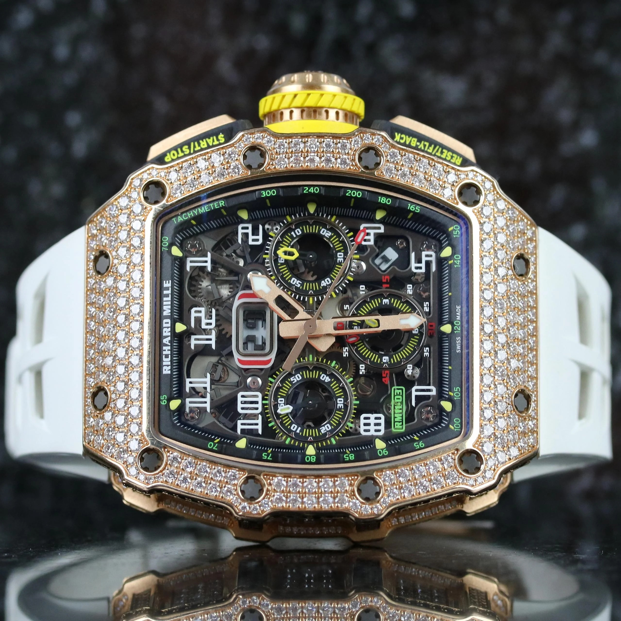 Richard Mille RM 011 11-03 Roségold - Factory Diamond Set - like New - Fullset - 2021