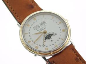 Thumbnail von Blancpain Villeret Automatik Vollkalender Mondphase 34 mm Herrenuhr Stahl Gold mit Straussenband TOP </h1>