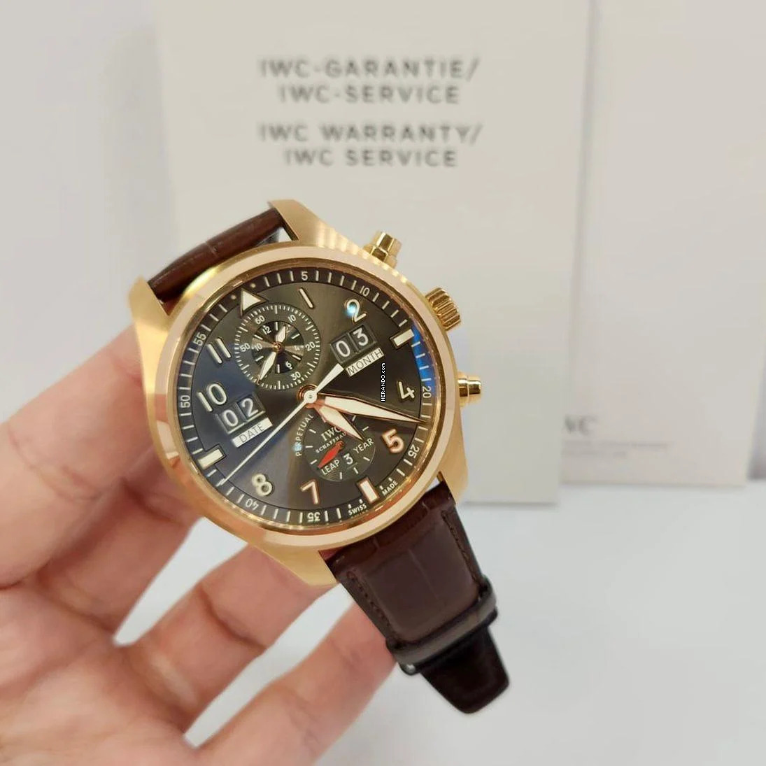 IWC Fliegeruhr Spitfire Perpetual Calendar Digital Date-Month Pilot Spitfire Perpetual Calendar Flyback Ouro Rosé 46mm Completo